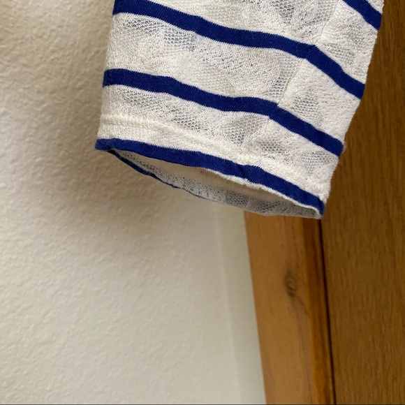 LUCKY BRAND • Semi Sheer Lace Look Striped Top - Size L - Picture 10 of 16